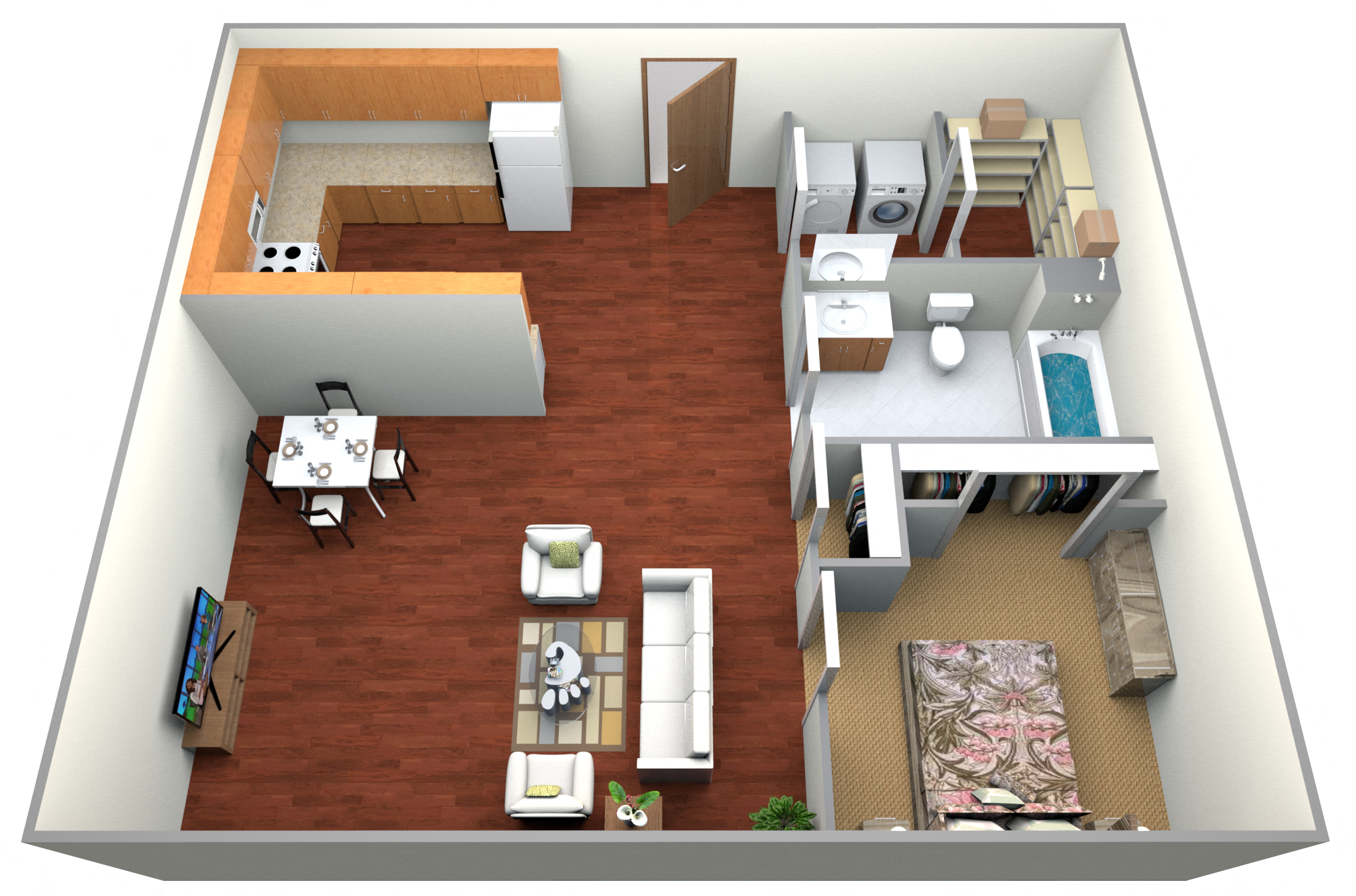 Floor plan for 1 bed, 1 bath, 816 sqft